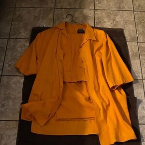 Men's Vibrant Orange Shirt Jacket